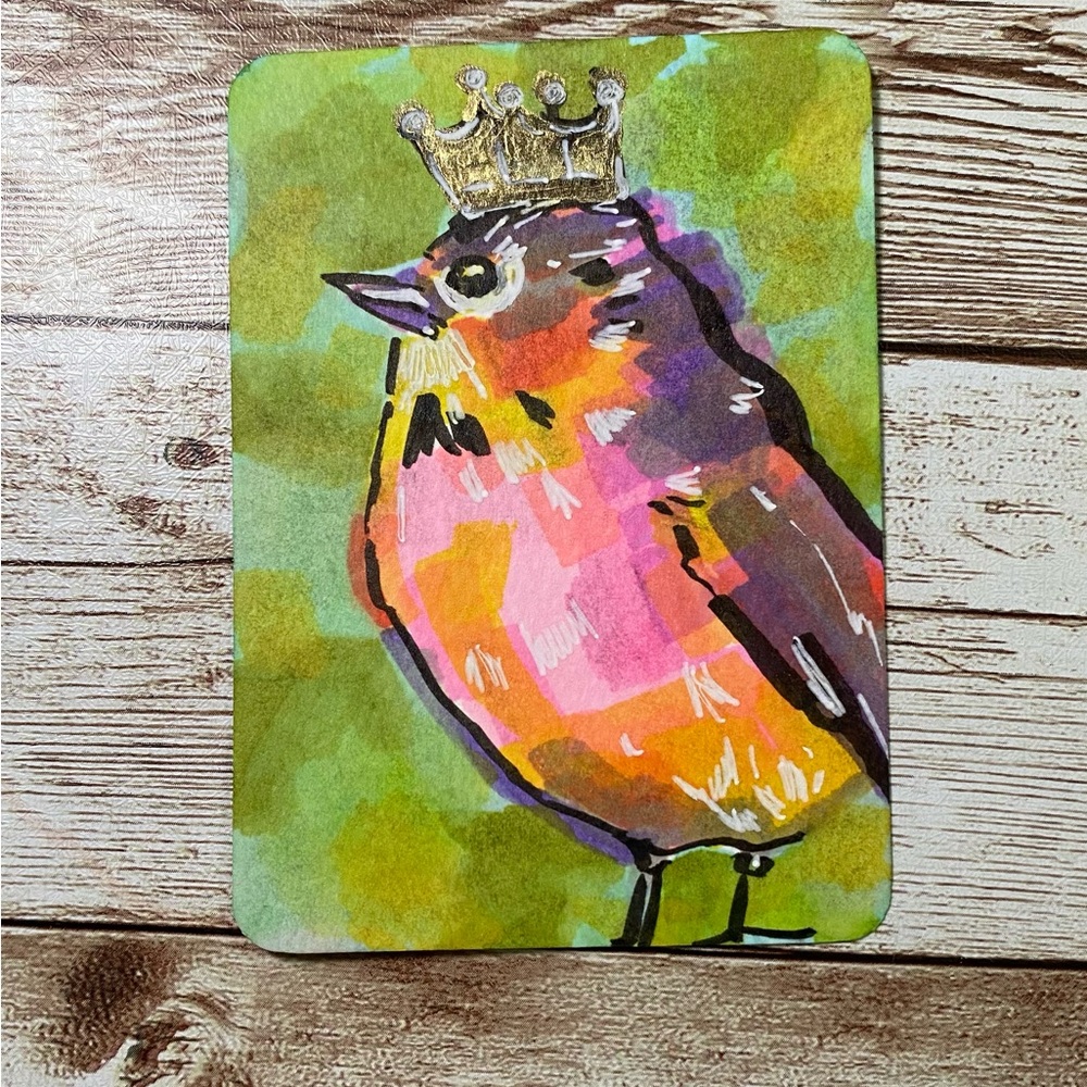 ACEO ORIGINAL ART TRADING CARDS 2.5 x 3.5” MINI ATCs 5PC ROYAL BIRDS COLLECTION - Picture 10 of 13